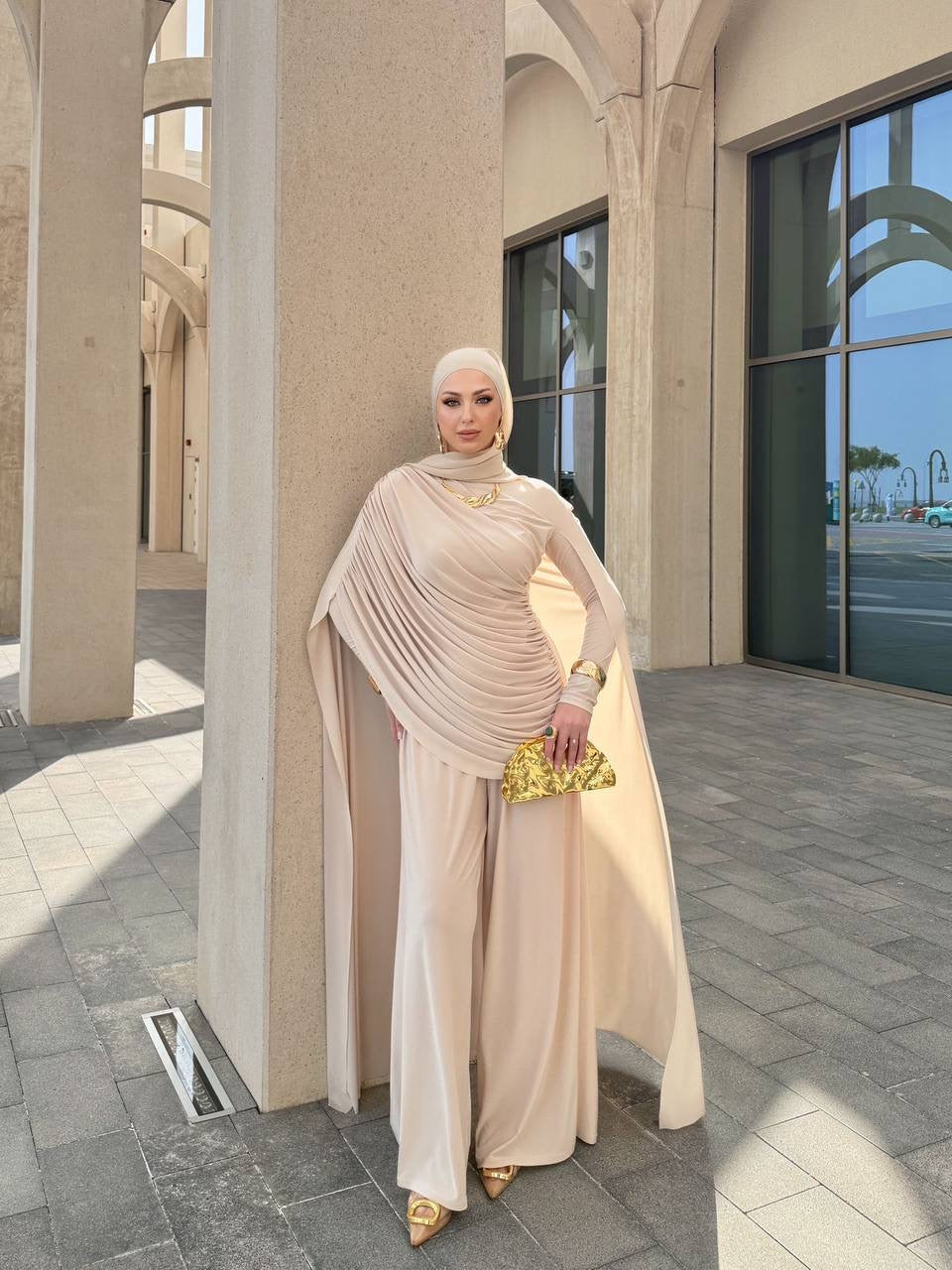 The Champagne Royale Draped Set – Elora Couture