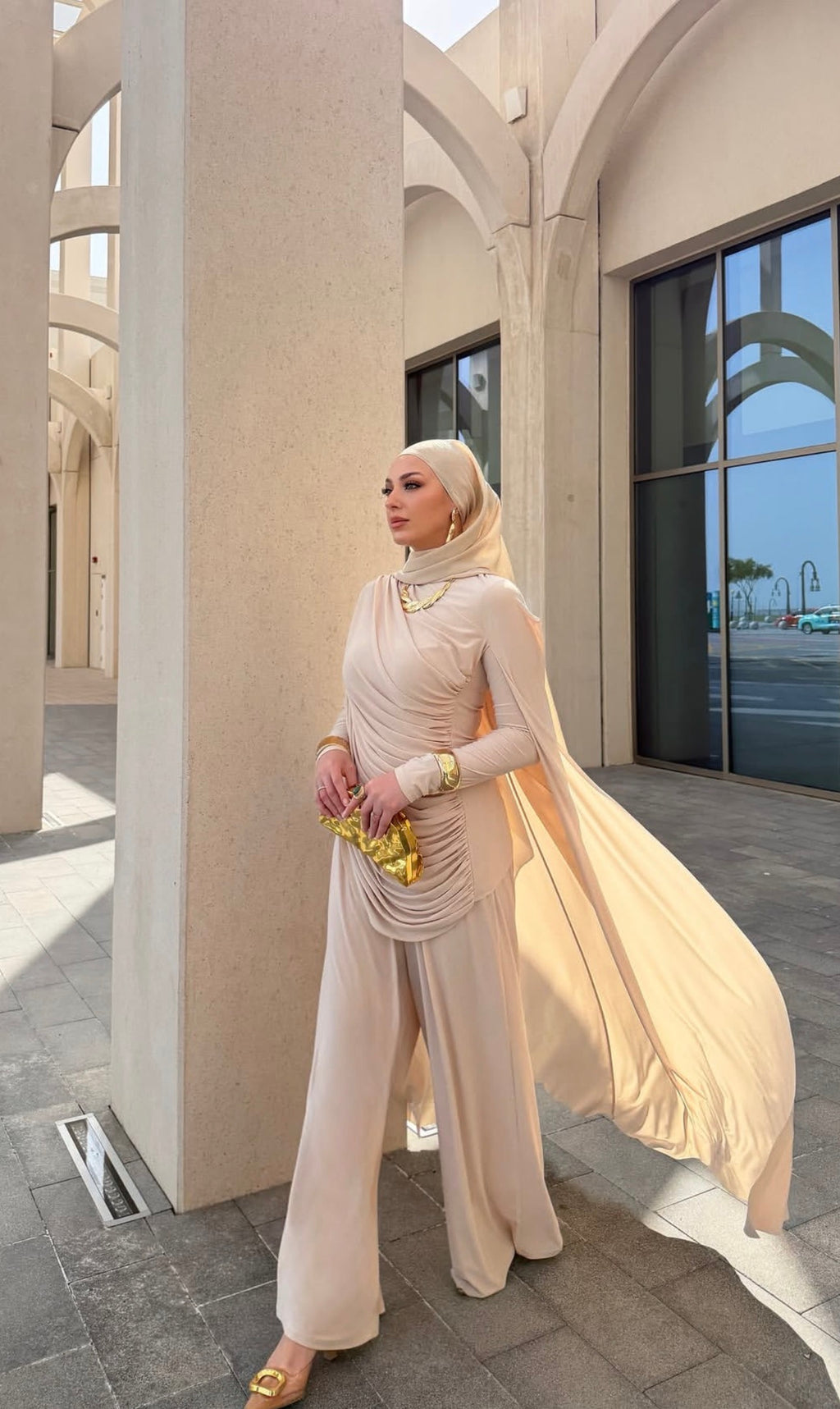 The Champagne Royale Draped Set – Elora Couture