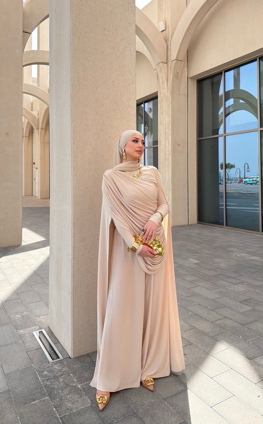 The Champagne Royale Draped Set – Elora Couture