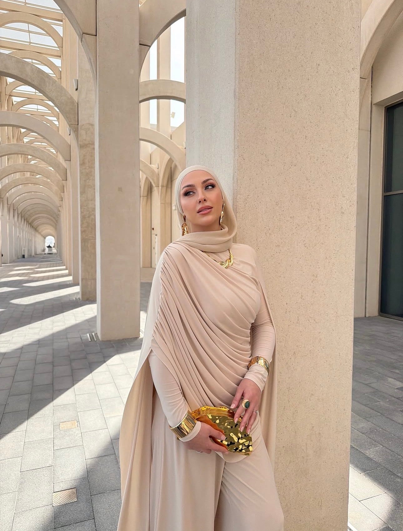 The Champagne Royale Draped Set – Elora Couture