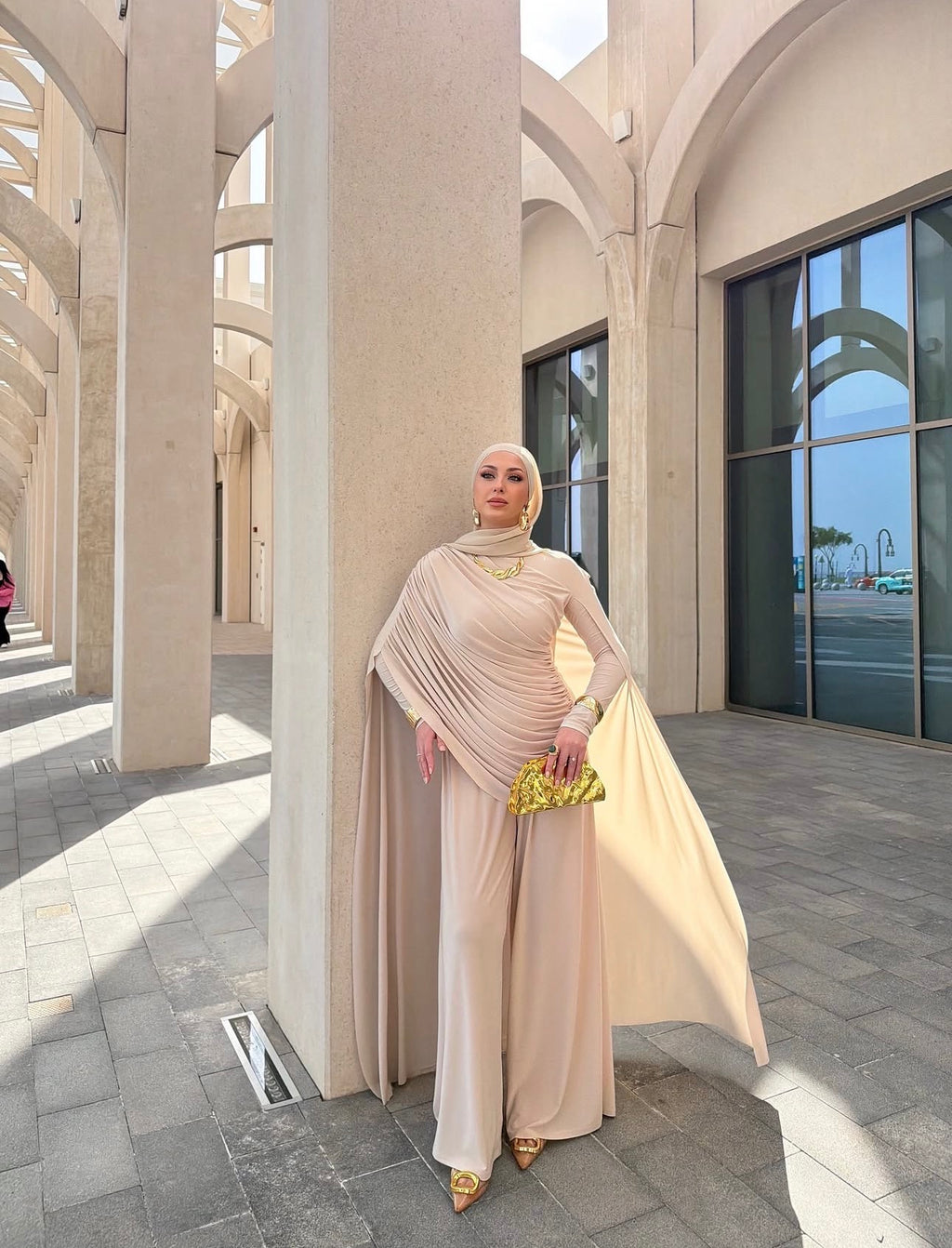 The Champagne Royale Draped Set – Elora Couture