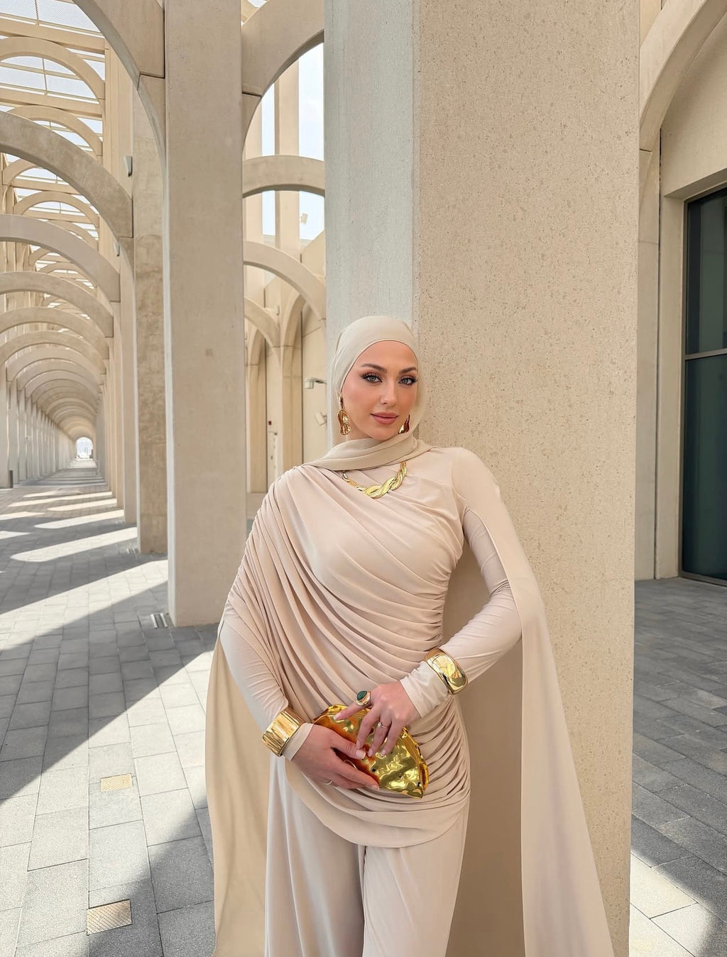 The Champagne Royale Draped Set – Elora Couture