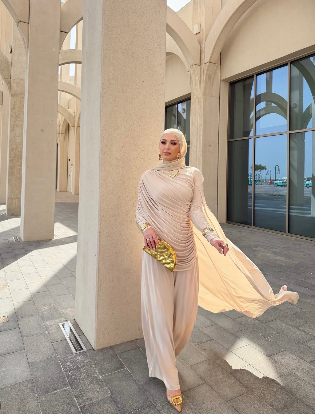 The Champagne Royale Draped Set – Elora Couture