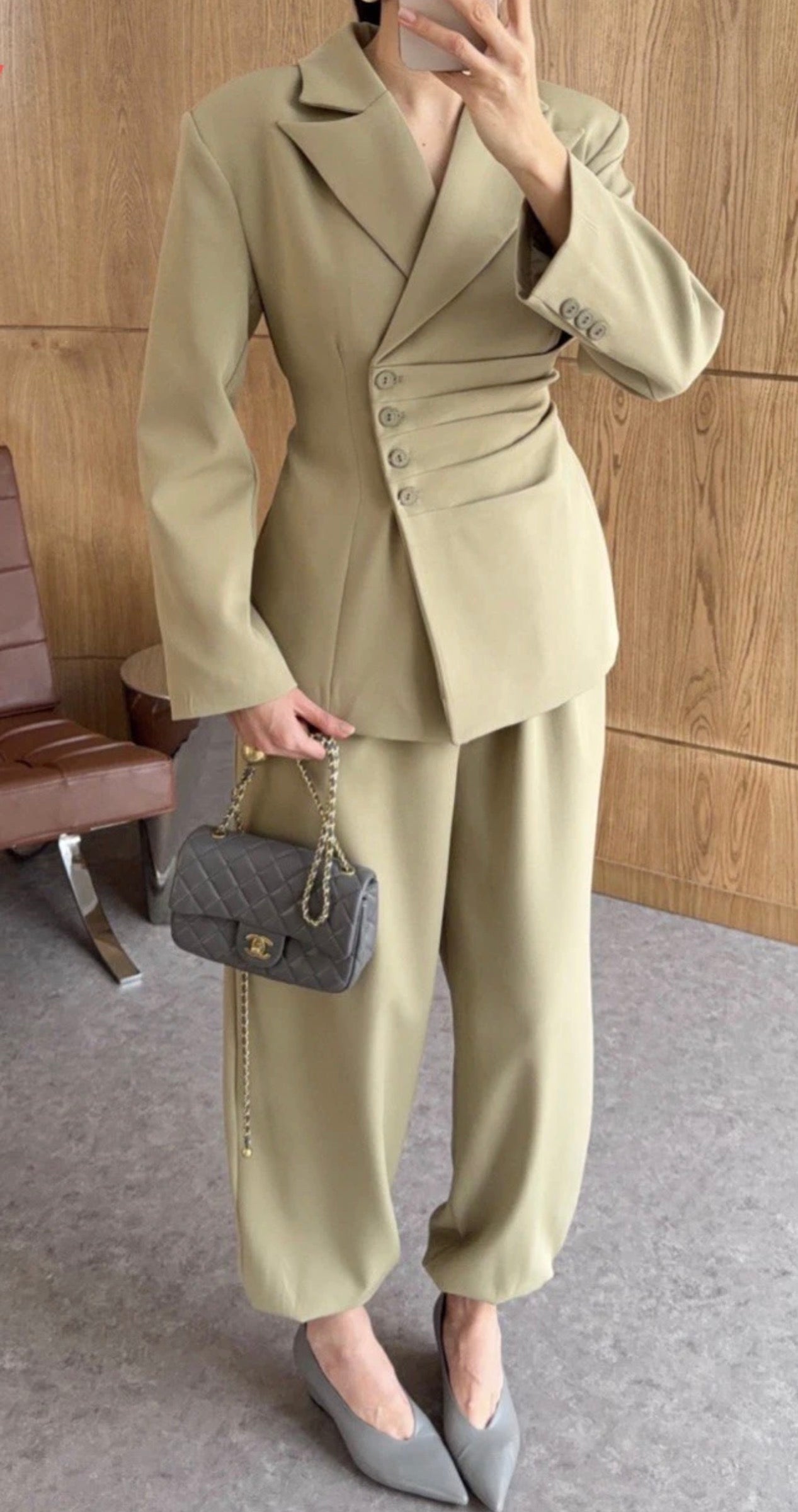 Elegant Buttoned Suit Set